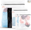 InsideSmarts Premium Mesh Laundry Bags Set of 5: Jumbo (1 White), Large (1 Black & 1), Medium (2) Elastic Gard & Rust-Proof Zipper Bags - Durable Laundry Wash Bags