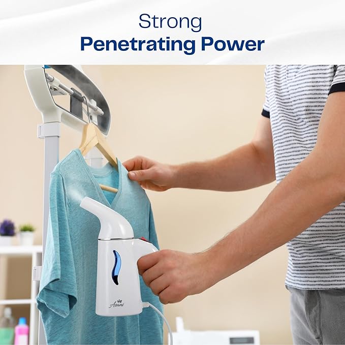 Asani Handheld Steamer for Clothes | 7-in-1 Powerful Wrinkle Remover | Clean, Refresh, Treat, Defrost | Garment and Soft Fabric Steamer w/ 60-Second Heat-Up. Portable, Travel