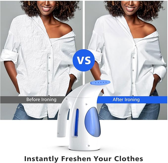 HiLIFE Steamer for Clothes, Portable Handheld Clothing Steamer, 240ml Big Capacity, 700W, Strong Power, Fabric Quick Wrinkle Remover with Brush for Home, Office, Travel (ONLY 120V) -Blue