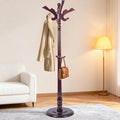 73" Wooden Coat Rack Freestanding, Coat Rack Stand With 18 Hooks And Round Solid Wood Base，Adjustable Height, Easy To Assemble For Entrance Hallway Office Living Room Bedroom (Flying Swallow)