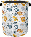 Cute Wood Animals Foldable Canvas Laundry Basket with Handles - Toy Organizer, Heavy Duty for Home，Bedroom, Dorm, Bathroom
