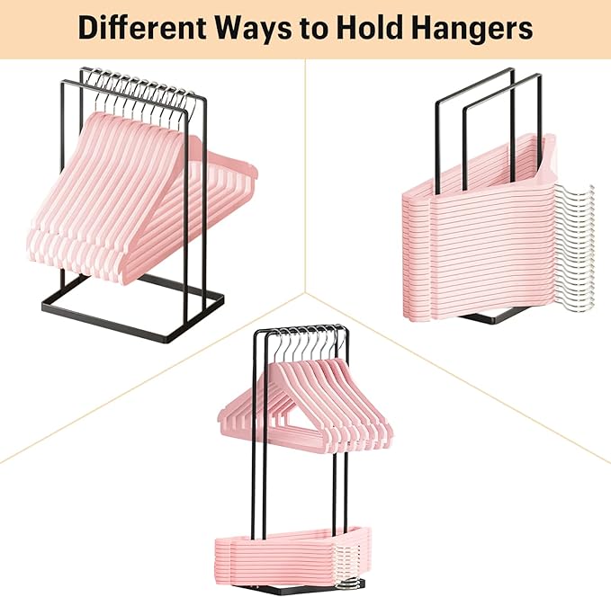 Hanger Organizer, Hanger Storage Stacker Stand Holds Up 110 Wire Clothes Hangers for Closet Laundry Room, Portable Sturdy Hanger Holder for Children Adults Clothes Hangers, Hangers Space Saving, Black