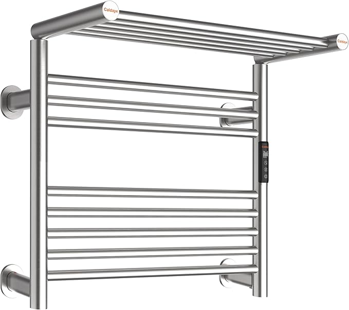 High-Density Foldable Heated Towel Rack, Smart Dual-Zone App/Voice Control Towel Warmer Rack, GFCI Plug-in/Hardwired, Wall-Mount, Drill-Free Install, Brushed, CA3-700X550-Ultra-S