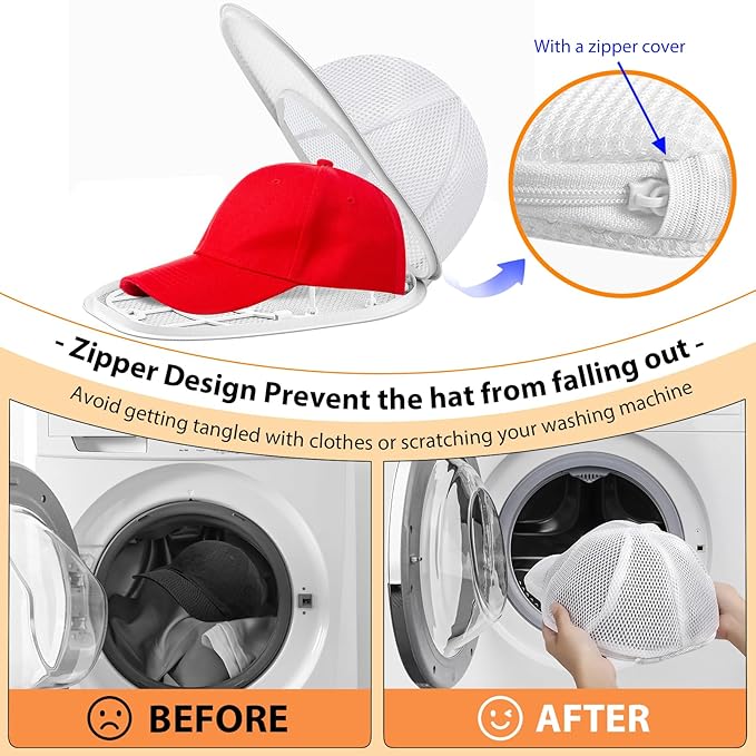 Haiou 2-Pack Hat Washer Cage Hat Washer Compatible with Washing Machine & Dishwasher for Baseball Caps (White)
