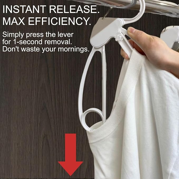 Quick-Release Clothes Hangers for Sweaters & T-Shirts - Neckline Protection, No Stretch, No Shoulder Bumps, Space-Saving Stackable Design [Beige, Pack of 10]