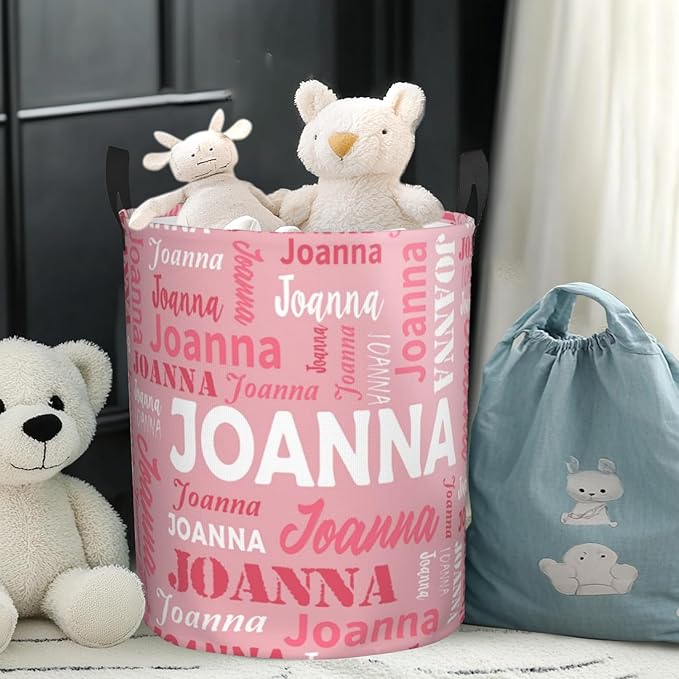 Custom Name Laundry Basket, Personalized Collapsible Laundry Hamper with Name for Bathroom Bedrooms, Customized Dirty Clothes Hamper Storage Basket Gifts for Kids Boys Girls Baby Men Women
