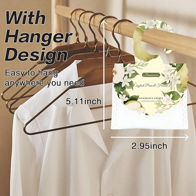 15 Packs Scented Sachets Bag for Drawers and Closets, Air Freshener for Home Fragrance Sachet, Long-Lasting Hanging Closet Deodorizer Smell Goods for House (English Pear & Freesia)