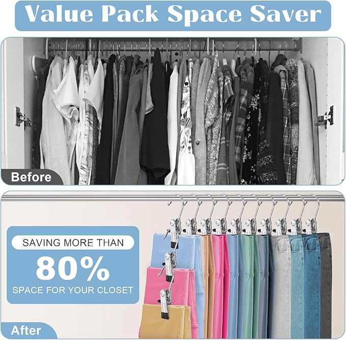 Boot Hangers Clips for Closet, Laundry Hooks Hanging Clips Clothes Pins Boot Holder Clips Space Saving Portable for Travel Tall Boots Socks Towel Jeans Hats (12, Multi)