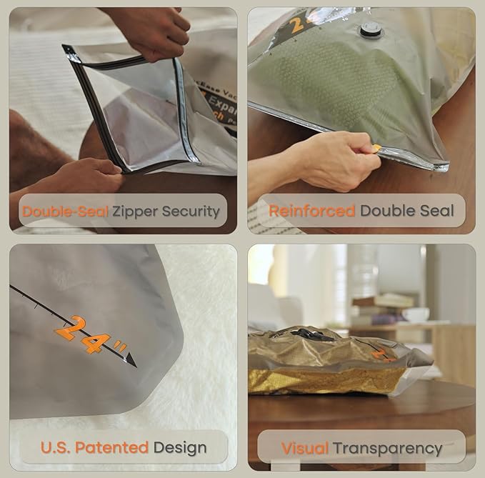 15 Pack 20" Vacuum Bags for Storage - No Pump, Compact & Airtight