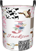 Personalized Cow Laundry Basket For Baby Kids Boys Girls Adult Custom Hamper Basket With Name For Bathroom Bedrooms Collapsible Baby Dirty Clothes Hamper With Handles