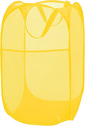 Pop Up Laundry Basket Mesh Collapsible Laundry Basket Foldable Popup Hamper for Bedroom, Dorms, Travel, Cruise, Yellow