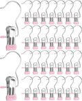 30 Pcs Boot Hangers Clips, Laundry Hooks with Clips, Portable Hanger Clips with Hooks, Heavy Duty Boot Hanging Clips, Hanging Pants, Jeans, Tall Boots, Hats, Pink