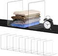 OKPOW Acrylic Shelf Dividers for Closet Organization: 8 Pack Durable Clear Shelves Separators for Clothing Adjustable 12" Tall x 10" Deep