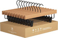 StorageWorks Pants Hangers with Clips, Wooden Clothes Hanger for Skirts, Jeans, Shorts, 10 Pack Black Pant Hangers