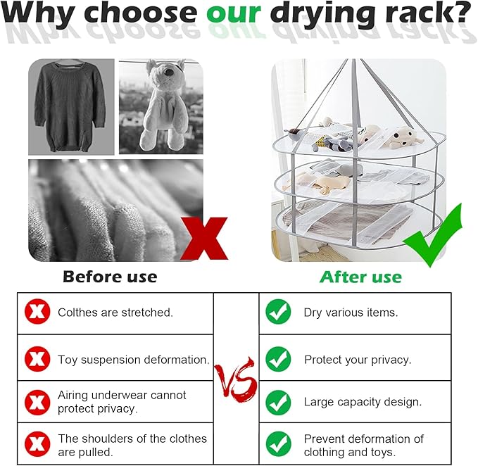 2 Tier Folding Mesh Clothes Drying Rack with Internal Fixation Stackable Sweater Drying Rack Portable Hanging Laundry Rack for Sweater,T-Shirt,Delicates,Swimsuit (2 Pack)