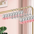 14Inch Pants Hangers with Wide Clips 30 Pack Adjustable Skirt Hangers for Women Non-Slip Clothes Hanger for Pants Heavy Duty Space Saving Trousers Hanger for Jeans,Shorts Pink