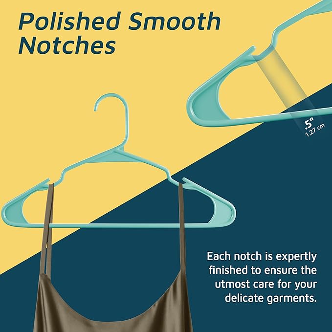 Lifemaster Plastic Clothes Hangers – Heavy Duty Hanger Set, for Organizing Clothes, Dresses, and Coat, Holds Up to 5 lbs, Space-Saving Hangers with Non-Slip Shoulder Grooves, Pack of 30, Aqua
