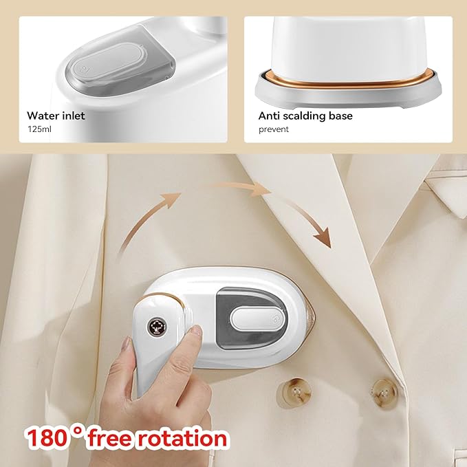 Portable Steamer Iron, 1100W High-Power Household Small Ironing Machine, 2-In-1 Travel Essential Steam Iron, 15S Preheating, 125ML Water Tank, Suitable for Home, Travel, Dormitory & Office Use (White)