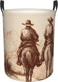 Western Cowboy Laundry Basket, Oxford Cloth Funny Laundry Hamper Clothes Storage Bucket Organizer For Bathroom/Laundry Storage/Bedroom 19.6x15.7 Inch