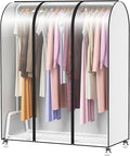 Kntiwiwo Clear Garment Rack Cover, Clothes Rack Cover Clothing Rack Cover with Durable Zippers for Garment Rack, Clothes Rack, Black, 50"L x 20"W x 60"H (Rack Not Included)