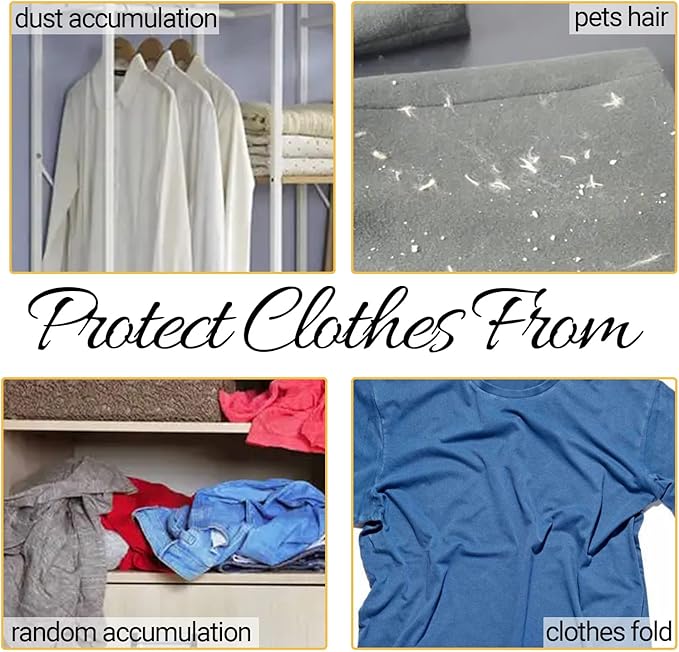 50 Pack 23.6x40inch Clear Plastic Clothes Covers for Hanging Clothes Dust Proof Garment Bags for Small Business Dry Cleaning Store and Home Closet Storage Suit Cover