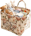 Mo&Cy Fabric Storage Basket with Handle – Collapsible Quilted Boho Floral Organizer for Laundry Room Organization,Clothes Basket,Toy Organizers and Storage,Diaper Caddy Basket(Rustic Rose)
