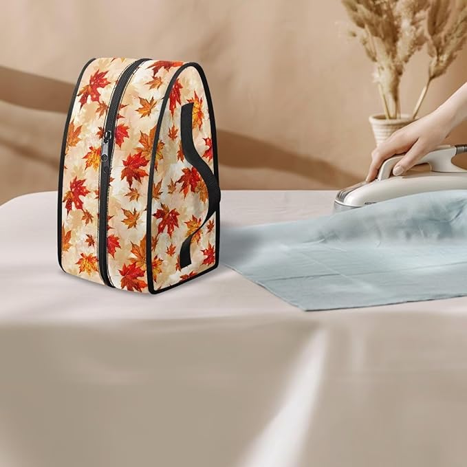 Autumn Maple Leaves Steam Iron Storage Case with Zipper Closure Lightweight Reusable Iron Storage Bag for Clothing Store