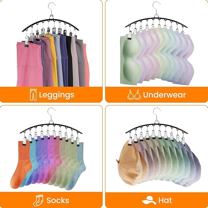 2 Pack Space Saving Metal Yoga Pants Hangers. Specially Coated Non-Slip Clips. Declutter & Streamline Your Closet - Organized & Neat.