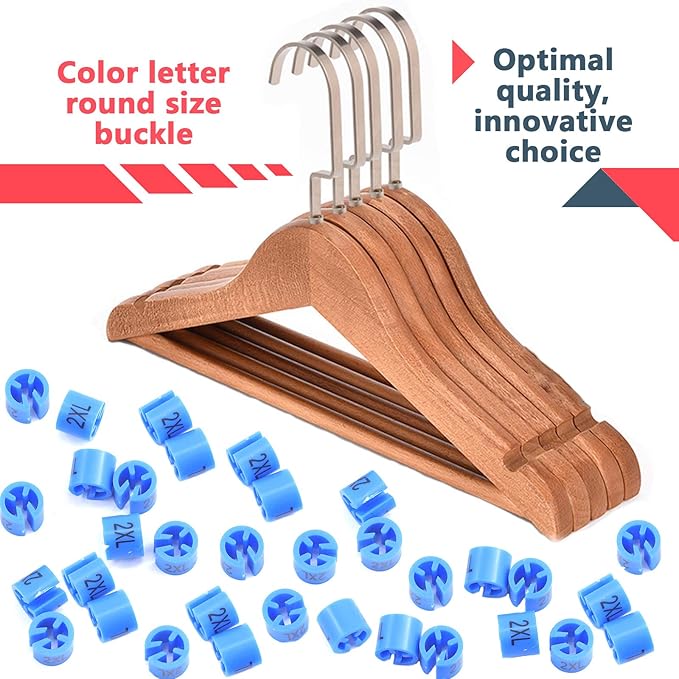 Swpeet 150Pcs Blue【 Sizes 2XL 】 Plastic Clothes Hanger Size Markers Color-Coding Hanger Sizes Hangers Tags Marker Garment Size for Wire Hangers Clothing Hangers with Storage Box