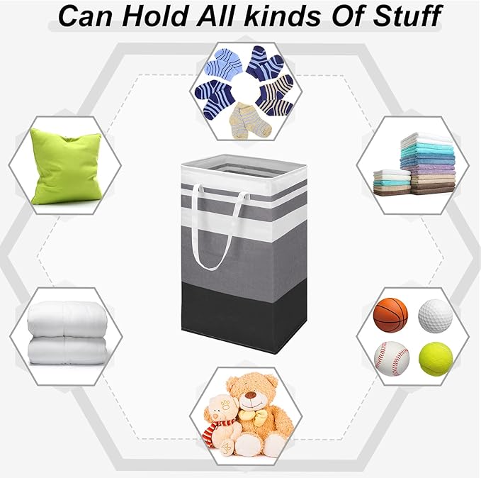 8 Pcs 75 L Large Laundry Basket Organizer bulk Collapsible Tall Waterproof Laundry Hamper Bag with Easy Carry Handles Freestanding Clothes Hamper Storage Basket for Toys Clothes Room, Gradient Grey