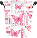 Personalized Laundry Hamper Custom Kids Dirty Clothes Hamper with Name Storage Basket for Bathroom Bedrooms Nursery for Baby Girls Boys Adults (Style-Butterfly)