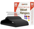 Black Velvet Hangers 50 Pack – 360° Swivel Hook, Non-Slip and Space Saving Hangers, Heavy-Duty 11 lbs Weight Capacity - Smooth Velvet Finish for Crease-Free Clothes and Effortless Closet Organization