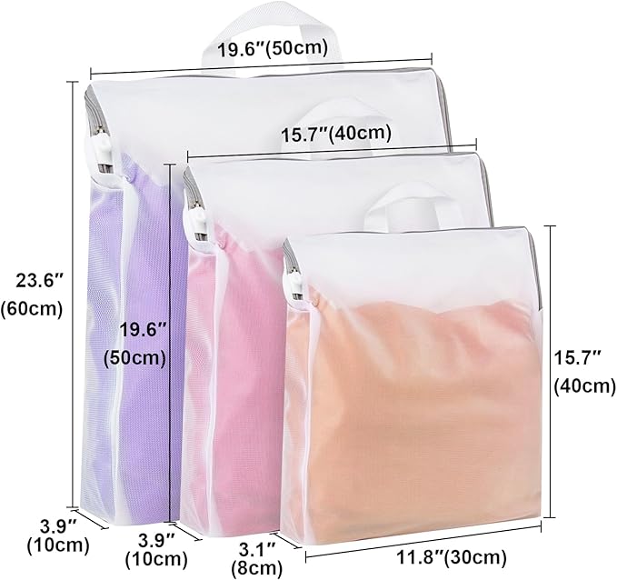 Muka 2 Pcs Mesh Laundry Bag with Handles, Side Widening, Large Opening with Zipper.-M