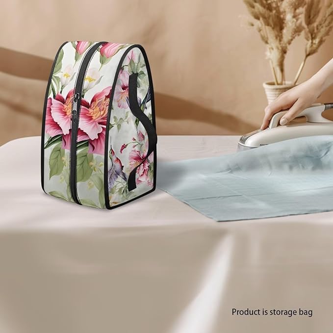 Hummingbird Lily Steam Iron Storage Bag with Zipper Handle Retro American Flag Iron Storage Case Fits for Accessories Travel Irons
