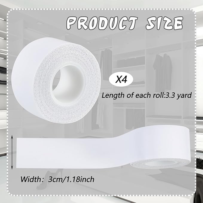 Jecery 4 Rolls 2 Rolls Sweat Pads Collar Protectors for Men Shirts, Disposable White Shirt Neck Tape, Dress Hat Collar Self Adhesive Invisible Liner Patch Against Sweat Stain (1.18 Inch)