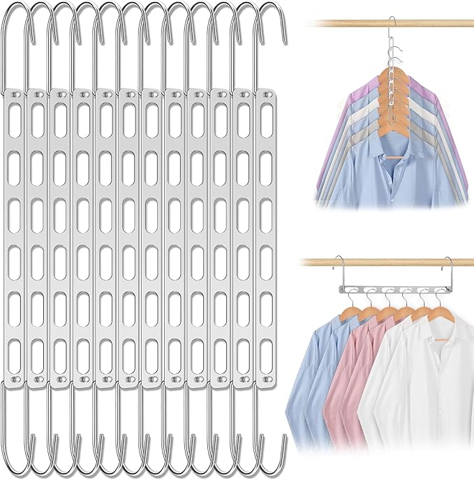 16pcs Space Saving Hangers for Clothes Metal Hangers Closet Space Saver Hanger Metal Hanger Organizer Rack Closet Organizers and Storage Dorm Room Essentials