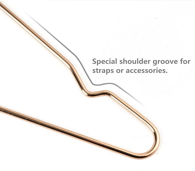 17 Inch Heavy Duty Slim Metal Clothes Hanger for Shirts, Blouses, Coats, Suits, Wedding Dresses - Space Saving, Rose Gold, 20 Pack