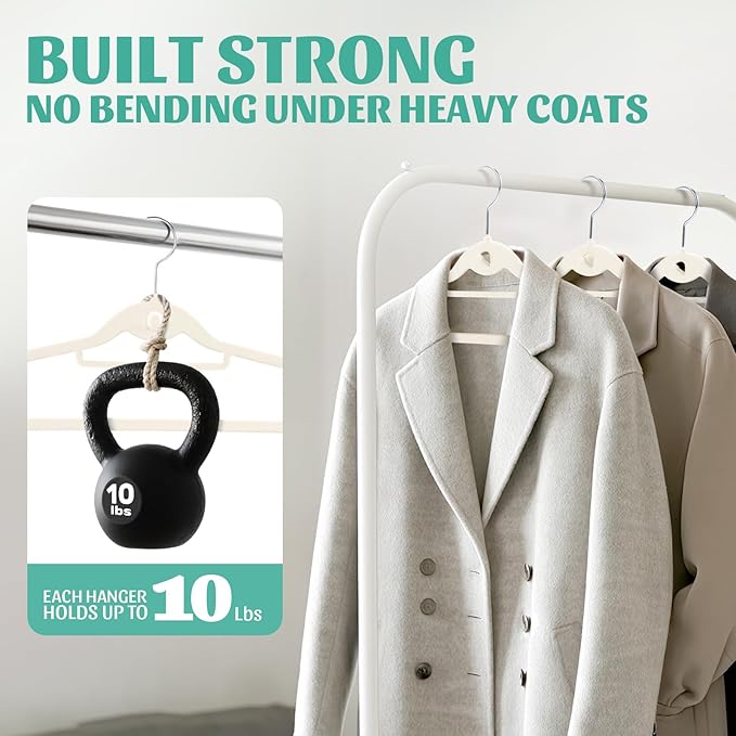 Velvet Hangers 30 Pack with 360° Swivel Hook, Ivory Non Slip Hangers for Clothes with Cascading Hooks, Thin Hanger Space Saving, Heavy Duty Closet Hanger for Clothes, Coats, Suits, Dress, Pants