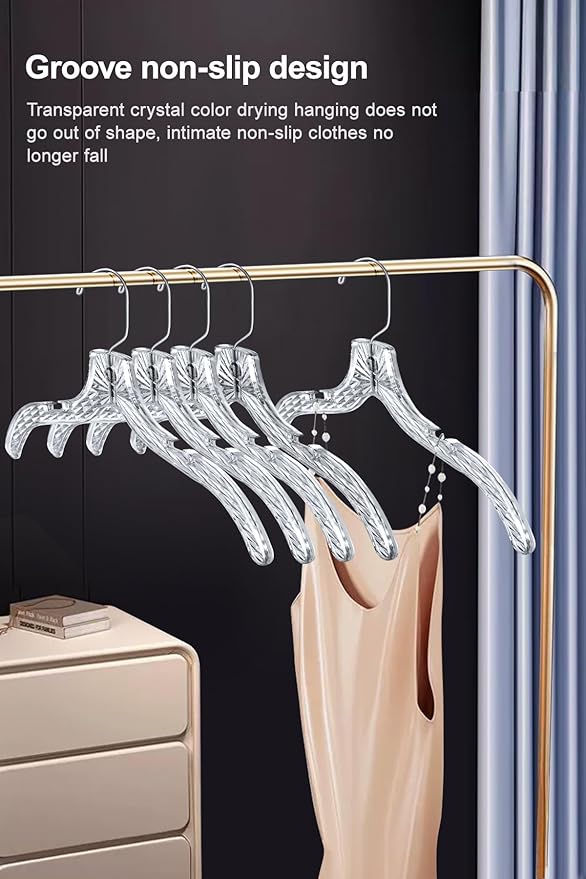 Clear Plastic Hangers 23 Pack - Crystal Cut Hangers for Clothes - Nonslip Coat and Shirt Hangers - Heavy Duty HangersInvisible Dress Hangers for Suits