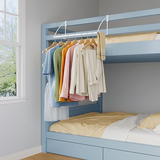 Tajsoon Over the Door Hanger Expandable & Adjustable, Over Door Clothes Hanger Rack for Towel & Coat, Bathroom Over Door Clothes Rack Hooks for Bedroom, Washroom, Fits Doors up to 1¾”, Metal, White