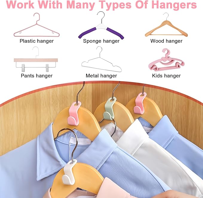 100PCS Hanger Connector Hooks - Space Saving Hangers Clothes, Hanger Hooks College Dorm Room Essentials, Heavy Duty Hangers Connection, Closet Organizers and Storage (White)