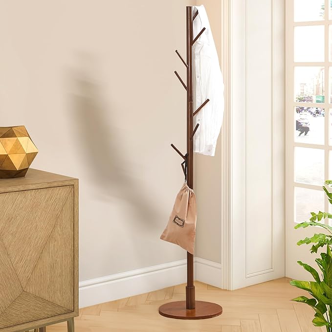 VECELO Coat Rack Freestanding, Entryway Hanger Stand, Umbrella Holder