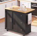 SUNLEI Kitchen Island on Wheels with Storage Cabinet & Foldable Drop Leaf, Rolling Kitchen Table, Cart Handle for Towel Rack, Drop Leaf, Portable Islands for Kitchen (Classic Black, 39.7-INCH)…