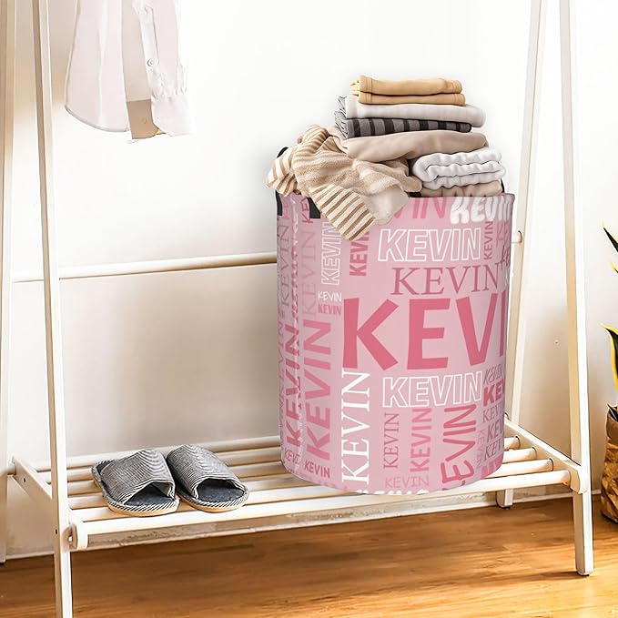 Custom Name Laundry Hamper, Personalized Dirty Clothes Hamper with Name for Bathroom Bedrooms Clothes Storage Organizer, Personalized Gifts for Boys Girls Men Women