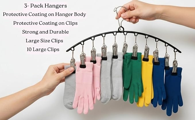 Legging Hanger Organizer (3 Pack) – Holds 30 Leggings, Space Saving Metal Pants Hangers with 10 Clips Each for Closet Organization