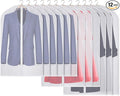 Kntiwiwo Clear Garment Bags Suit Bag for Closet Storage Set of 12 Hanging Dress Cover Bag with Zipper for Suit, Coat, Long Dresses Clothes Storage-24” x 40”/50”/60”