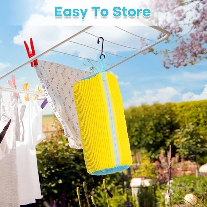 Laundry Shoe Bag - Mesh Shoe Washing Machine Bag with Zipper Closure for Washer and Dryer - for All Shoe Types and Sizes - Yellow - Set of 2