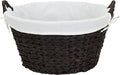 Household Essentials Round Wicker Laundry Basket with Handles, Whimsical Water Hyacinth Basket, Supportive Metal Frame, Removable Polyester Liner, Handwoven, Well-Structured and Versatile, Brown