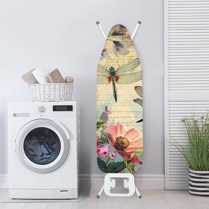 Dragonfly Ironing Board Cover and Pad 15x54 Inch, Iron Board Cover with Padding, Iron Board Cover Large Fits All Standard Sizes, Scorch Resistant, Extra Thick Covers with Elastic Edge
