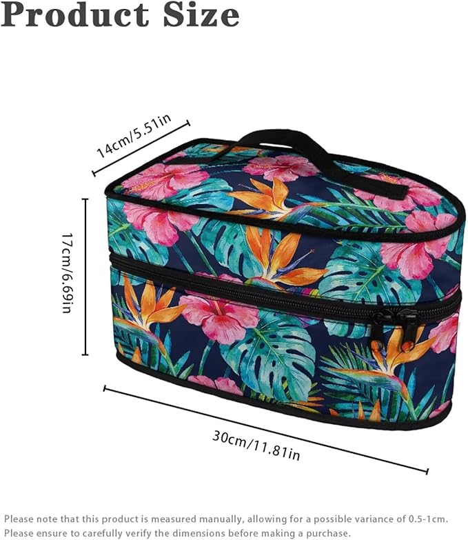 Monstera Hibiscus Flower Print Steam Iron Case Portable Travel Iron Organizer Handheld Steamer Holder with Handle Waterproof Travel Accessories, Case Only